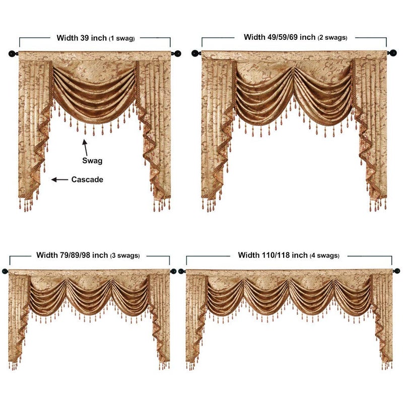 ELKCA European Curtains Valance for Living Room Luxury European Style Curtains for Bedroom,Rod Pocket (W98inch, 1 Panel) - Image 5